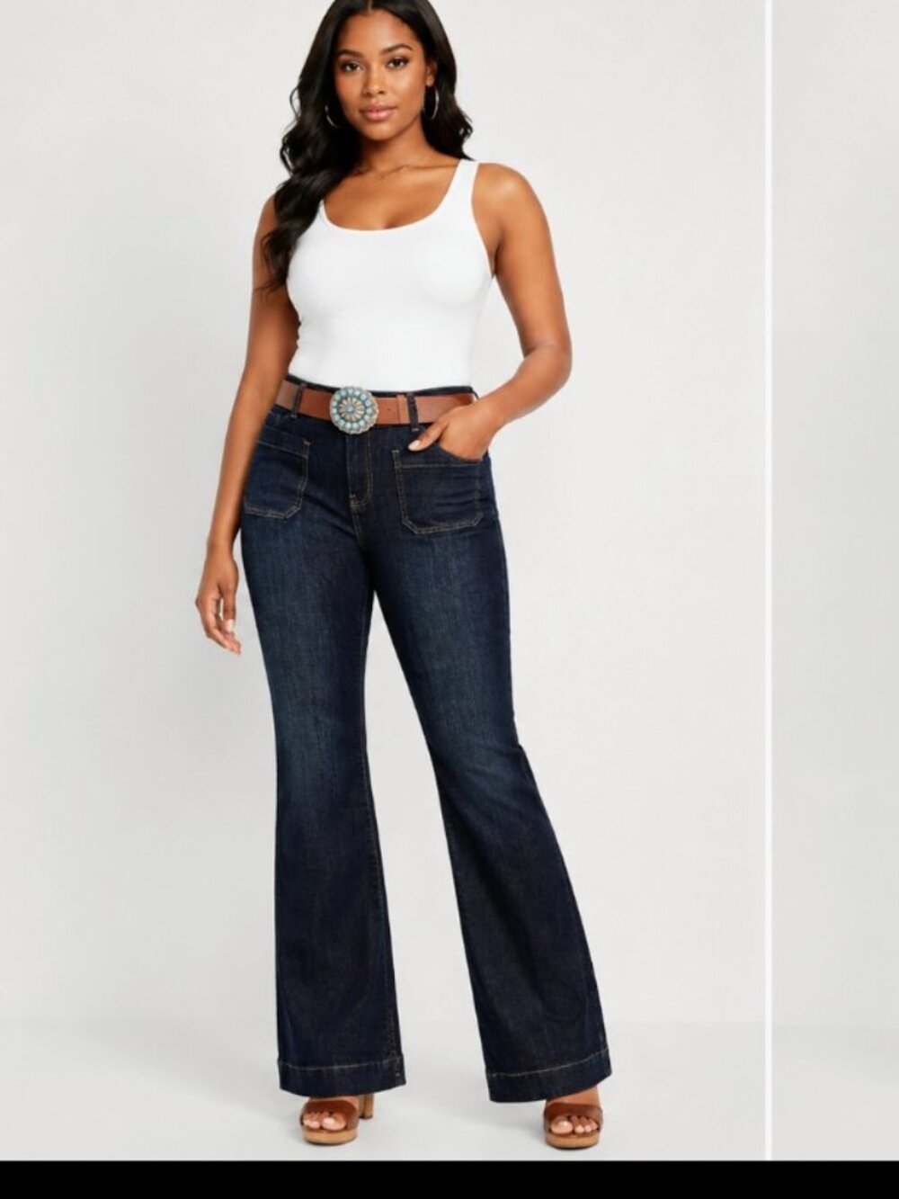 9th & Main Women's High -Rise Bootcut Jeans With Turquoise Western  Belt Size 12